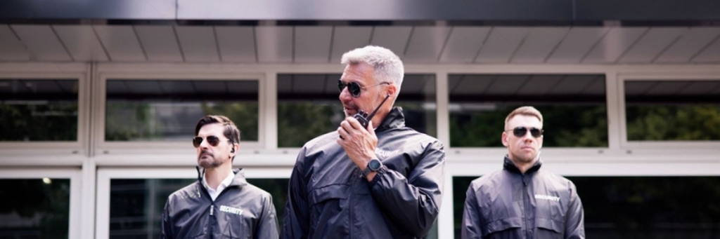 A security team patrolling a venue