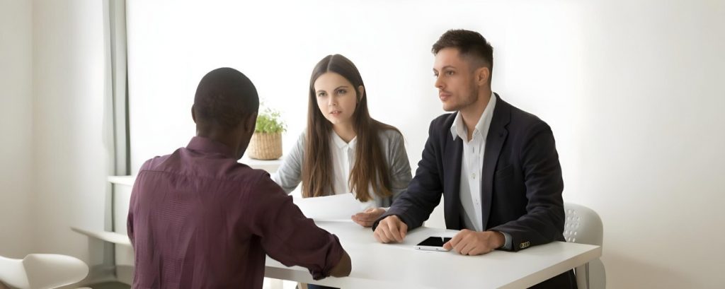 security start-up owners interviewing a candidate