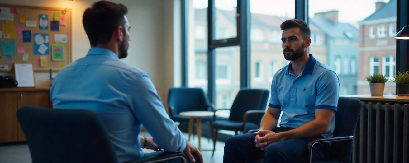 a hiring manager interviewing a security guard