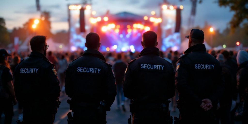 a team of security guards at an event venue