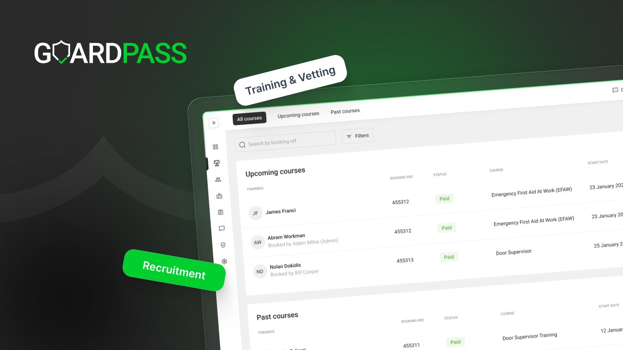 GuardPass app for security training, vetting, and hiring
